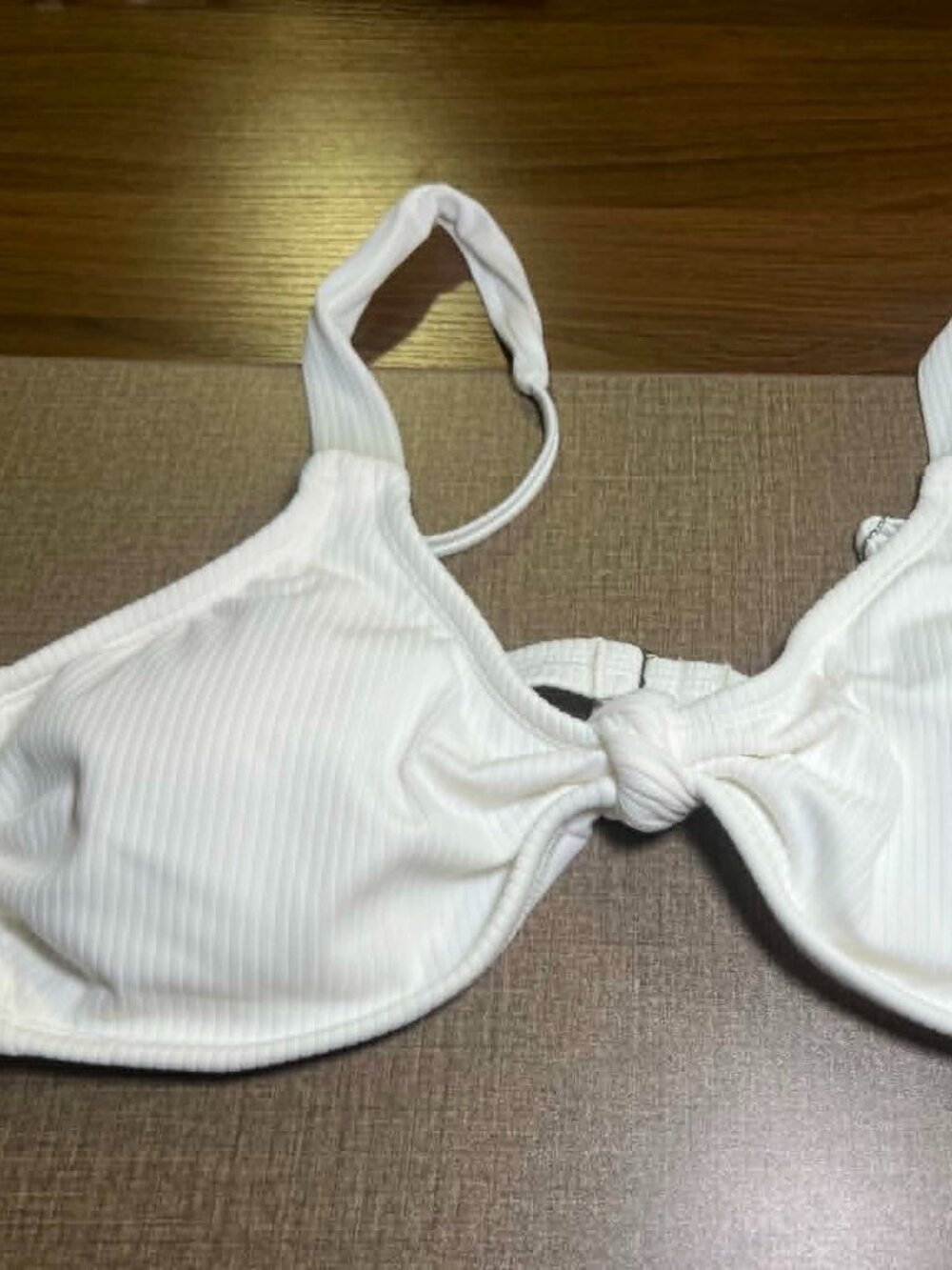 Brand New Xhilaration Juniors Ribbed Tie Front Bikini Swim Top, White, XL 12/14.